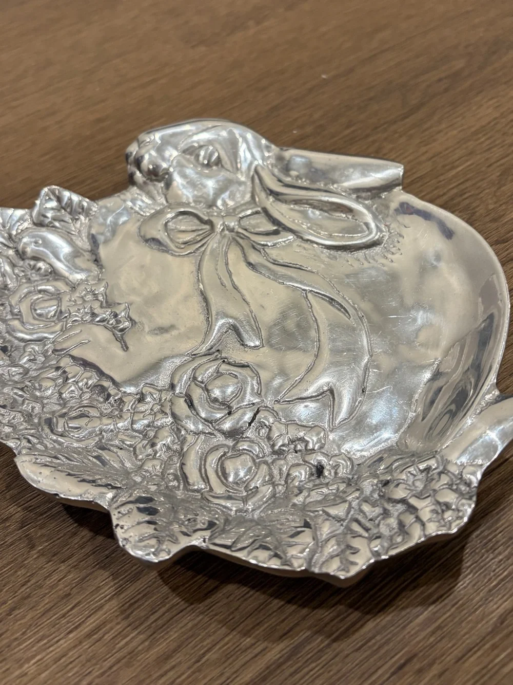 Vintage Decorative Silver Bunny Dish